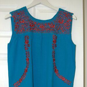 Sleeveless handmade Mexican embroidered blouse
